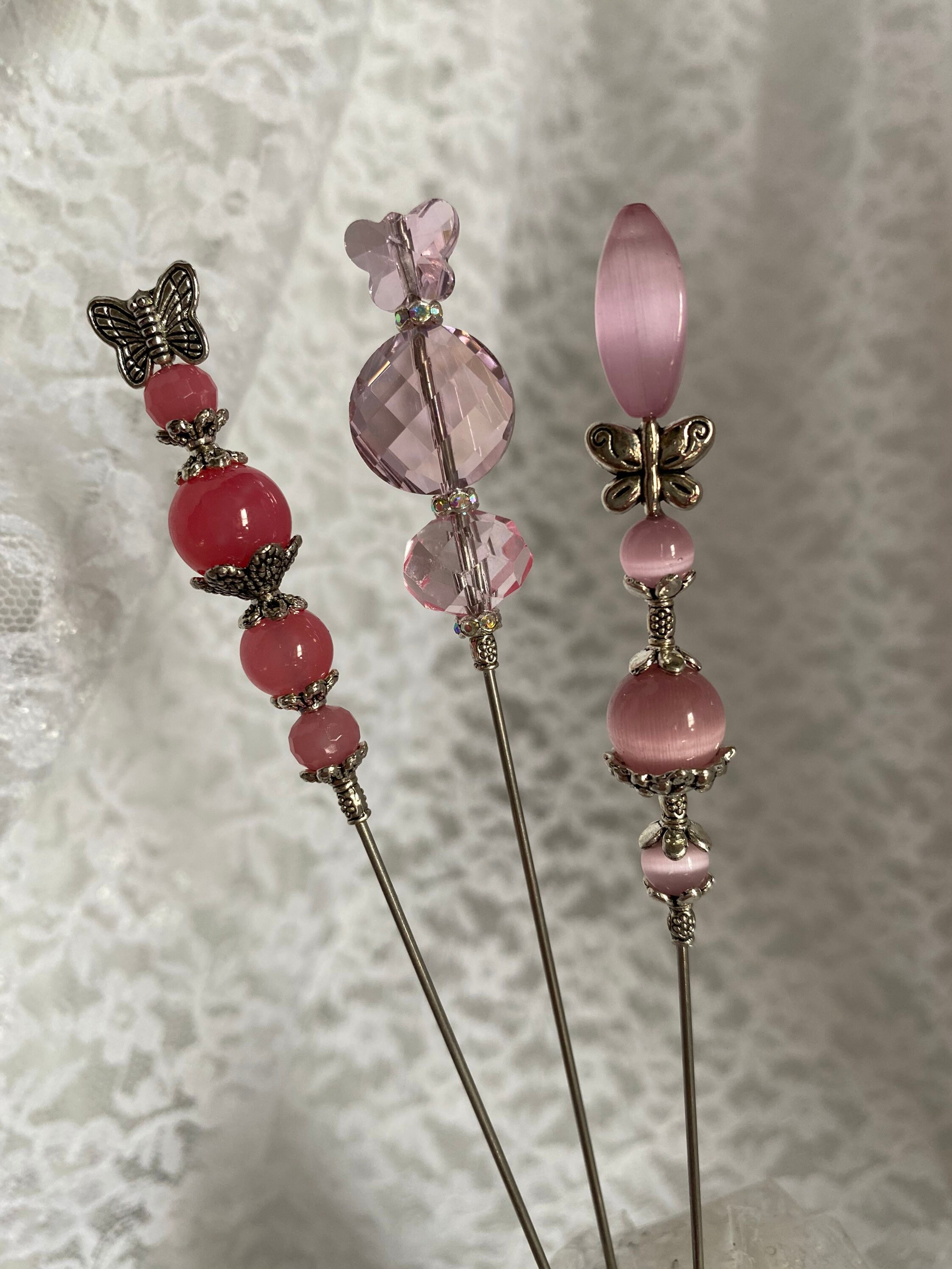 3 Pink Butterfly Victorian Hat Pins Set of 3 Hatpins Etsy España
