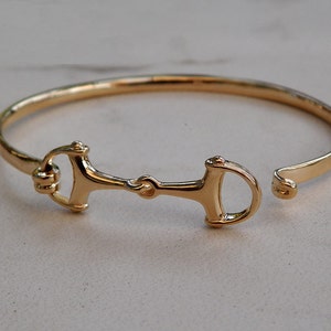 Beautiful Solid 14K Gold Small Women or Men&#39;s Horse Snaffle Bit Bangle Bracelet