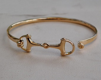 Beautiful Solid 14K Gold Small Women or Men's Horse Snaffle Bit Bangle Bracelet