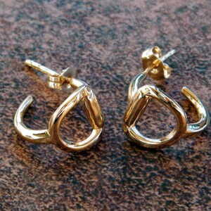Solid 14K Gold Equestrian Horse Snaffle Bit Earrings 4.8g