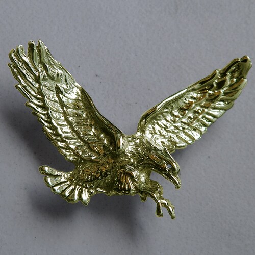Gold Eagle Pendant Necklace: 14K Plated Rope Chain