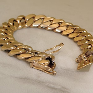 Solid 14K Gold Miami Men&#39;s Cuban Curb Link Bracelet Heavy 8&quot; 84.8 Grams 11.5mm