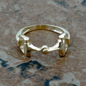 Beautiful Solid 14K Yellow Gold Equestrian Horse Snaffle Bit Ring Most Sizes