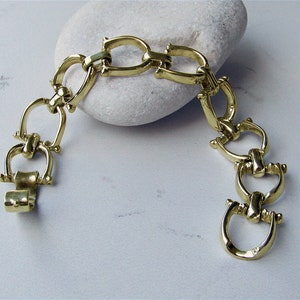 Impressive Solid 14K Gold Horseshoe Equestrian Horse Motive Bracelet Men&#39;s Women