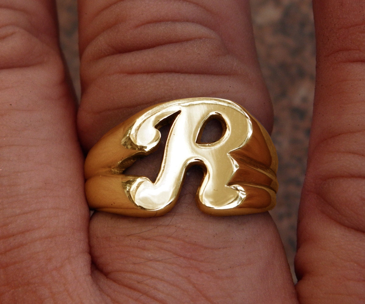 Classy Solid 14K Gold R Letter Name Initial Signet Ring Mens Women a True  Beauty - Etsy New Zealand