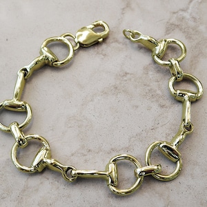 Solid 14K Gold Medium Equestrian Horse Snaffle Bit Bracelet 31.8 Grams