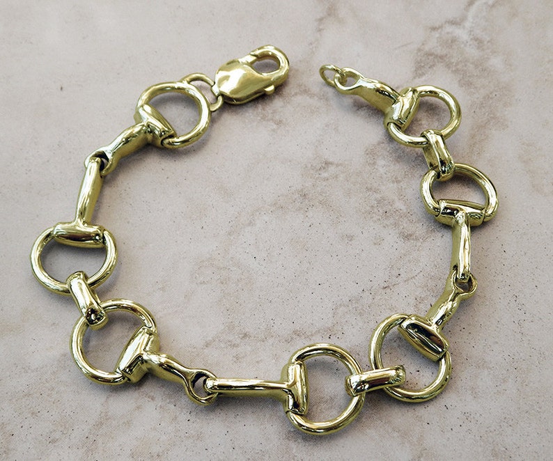 Solid 14K Gold Medium Equestrian Horse Snaffle Bit Bracelet Etsy