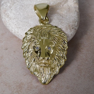 Impressive Large Solid 14K Gold Lion King 3D Pendant Necklace With VS Diamonds