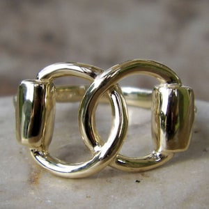 Beautiful Solid 14K Gold Equestrian Horse Large Snaffle Bit Ring Hunter Jumper
