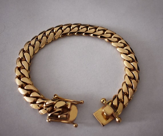 Solid 18K Gold Miami Men's Cuban Curb Link Bracelet - Etsy