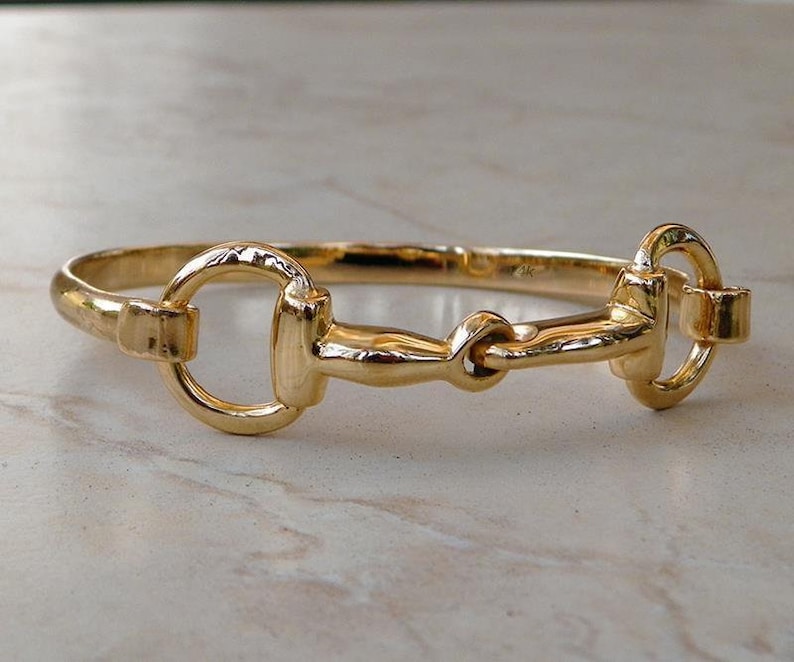 Classy Equestrian Solid 14K Gold Horse Snaffle Bit Bangle - Etsy