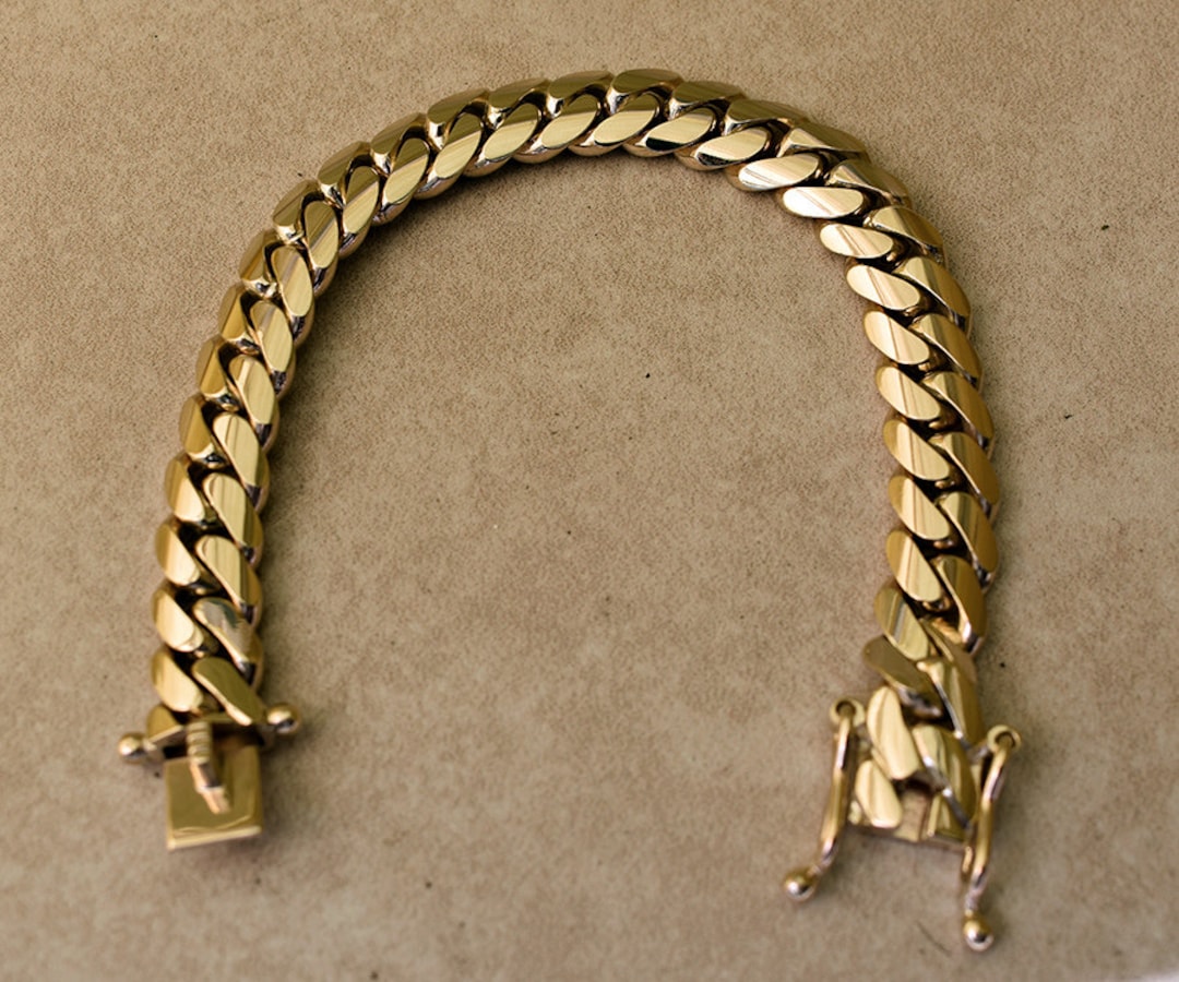 Solid 10K Gold Miami Men's Cuban Curb Link Bracelet 8 Heavy 76.2 Grams 11.5mm Etsy