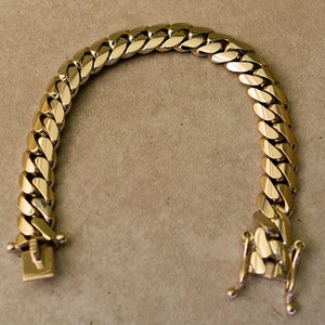 Solid 10K Gold Miami Men&#39;s Cuban Curb Link Bracelet 8&quot; Heavy 76.2 Grams 11.5mm