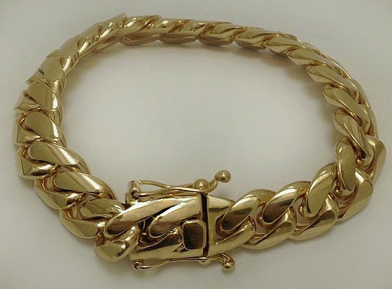 Men's 14K Gold Cuban Link Chain Bracelet