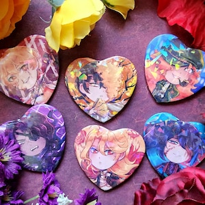 Bad End ID Limbus Company HOLOGRAPHIC Heart Buttons