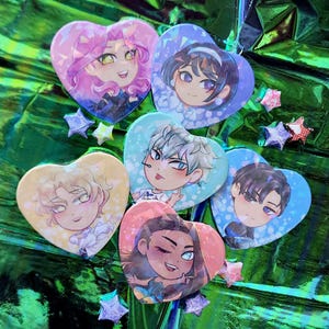 Alien Stage HOLOGRAPHIC Heart Buttons