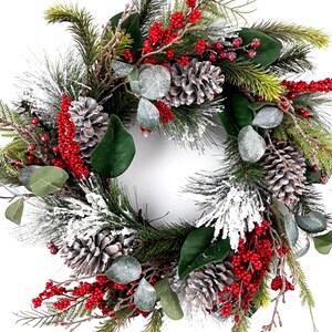 Christmas Berry Wreath, Christmas Evergreen, Winter Wreath, Holiday Wreath, Farmhouse Wreath, Christmas Decor, Pine Cone Wreath,  Rustic