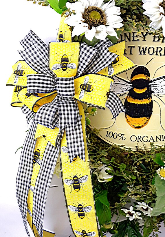 Bumble Bee Wreath for Front Door, Honey Bee Decor Beekeeper Gifts, Summer  Door Decor for Preschool, Bee Gifts for Mom, Sunflower Door Decor 
