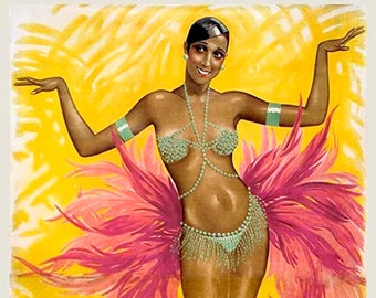 Josephine Baker - Perla Negra - Desnuda/Semidesnuda - Burlesque - Cartel - Cantante - Bailarina Exótica - Fotografía Vintage - Materiales de Archivo