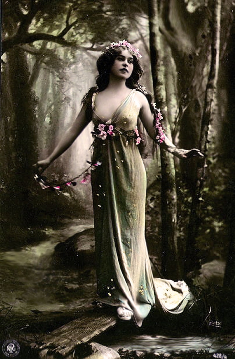 Wood Nymph Restored Vintage Photograph Made With Archival Recycled Materials Giclee Prints And