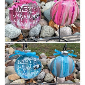 Hand Painted Baby’s First Christmas Personalized Glass Disc Ornament