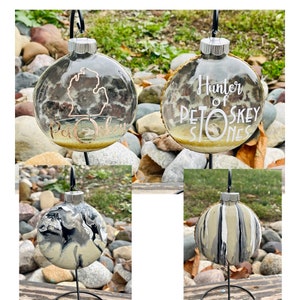Beautiful Hand Painted Inspired Petoskey MI with Stone set in Resin with Sand