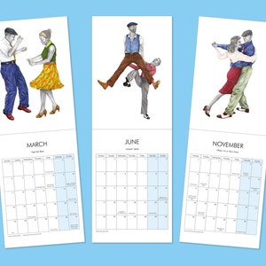 2024 Lindy Hop Wall Calendar Swing Dance Monthly Calendar Wall Calendar Illustrated Planner image 4