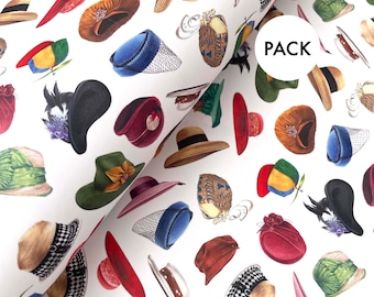 Vintage Hats Gift Wrap Pack: Retro Fashion Wrapping Paper with Matching Tags