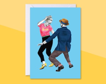 Swivels Lindy Hop Greetings Card With Envelope | Swing Dance Blank Birthday Card | Dance Anniversary Card | Rock n Roll Card