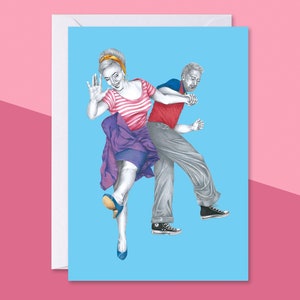 Airplane Charleston Lindy Hop Greetings Card With Envelope | Blank Birthday Card | Lindy Hop Notelet | Swing Dance Card