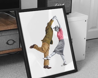 Arms Up Print | Lindy Hop Art Print | Hand Drawn Swing Dance Illustration | Jitterbug Print | Retro Dancers