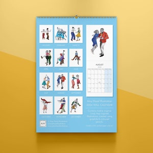 2024 Lindy Hop Wall Calendar Swing Dance Monthly Calendar Wall Calendar Illustrated Planner image 3