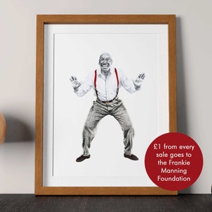 Frankie Manning Dancer Druck | Lindy Hop Kunstdruck | Handgezeichnete Illustration | Swing-Tanz | Bleistift Portrait Kunst | Geschenk für Tänzer