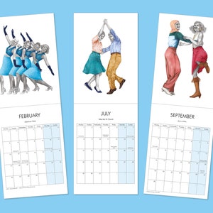 2024 Lindy Hop Wall Calendar Swing Dance Monthly Calendar Wall Calendar Illustrated Planner image 5