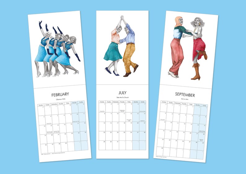 2024 Lindy Hop Wall Calendar Swing Dance Monthly Calendar Wall Calendar Illustrated Planner image 5