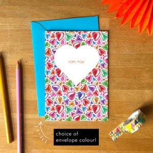 Love You Rainbow Valentine's Day Greetings Card With Coloured Envelope | Blank Inside LGBTQ+ Pride Card | Choice of Envelope