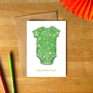 Frühlings-Baby-Grußkarte mit Kraft Umschlag | Innenseite der Karte blanko | Herzlichen Glückwunsch