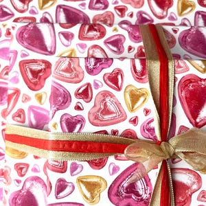 Folie Herzen Geschenkpapier Bogen | Liebe Herzen Geschenkpapier | Valentinstag Geschenkverpackung | Geschenkpapier-Bogen mit Karte