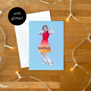 Jazz Rocks Happy Dance carte de voeux avec enveloppe | Carte d'anniversaire vierge | de lindy hop | de danse swing | Avec des paillettes