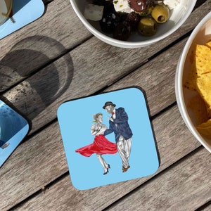 High Five Lindy Hop Coaster | Swing Dance Mug Mat, Hand Drawn Illustration