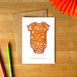 Nouvelle carte de voeux d'automne pour bébé avec enveloppe kraft | Carte pour bébé saisonnière à l'intérieur vierge | Félicitations | Carte bébé automne