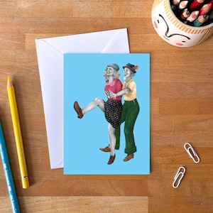 In Tandem Frohe Tanz Grußkarte mit Umschlag | Blanko Geburtstagskarte | Lindy Hop Notizkette | Swing Dance Karte | Pride-Karte
