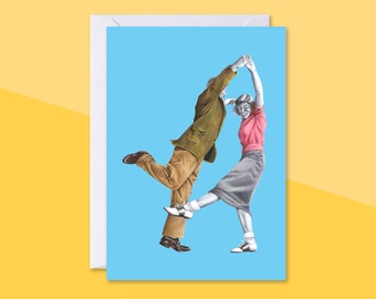 Arms Up Lindy Hop Greetings Card With Envelope | Blank Birthday Card | Lindy Hop Notelet | Swing Dance Card