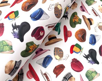 Vintage Hats Fashion Gift Wrap Sheet with Tag