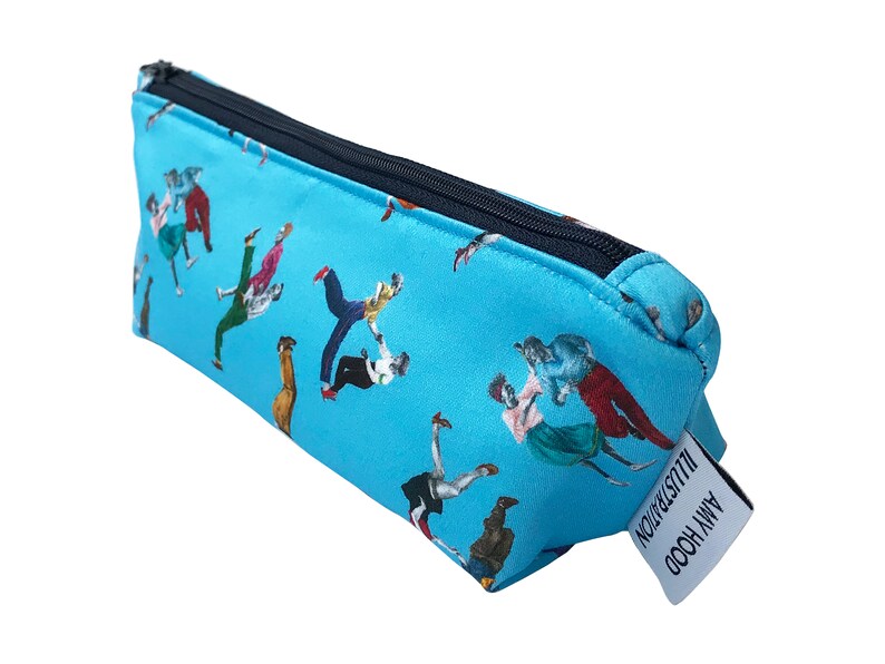 Lindy Hop Makeup Bag Small Handmade Swing Dance Pencil Case Small Cosmetics Pouch for Dancers Makeup Bag with Dancers Pattern image 7