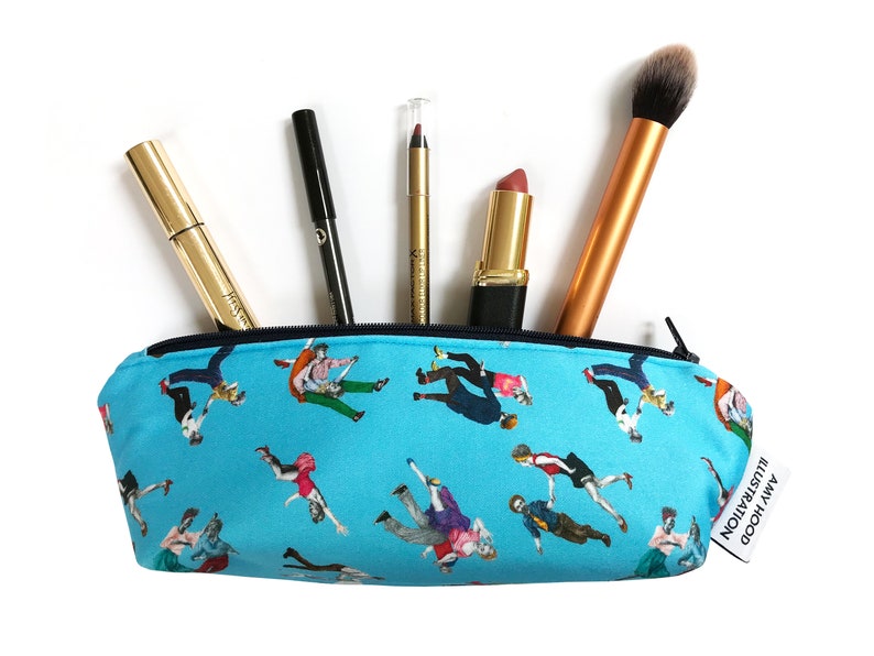 Lindy Hop Makeup Bag Small Handmade Swing Dance Pencil Case Small Cosmetics Pouch for Dancers Makeup Bag with Dancers Pattern image 1