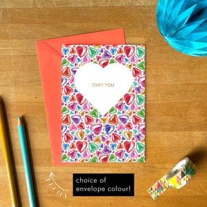Only You Rainbow Hearts Valentine's Day Greetings Card With Coloured Envelope | Blank Inside LGBTQ+ Pride Card | Choice of Envelope