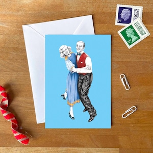 Fred & Ginger Happy Dance Grußkarte mit Umschlag | Swing Dance Lindy Hop Notizlet | Jazz Jubiläum Karte | Valentinstag-Karte