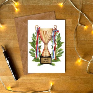 Simplement la meilleure carte de voeux trophée avec enveloppe | Gagnant Notelet | carte postale pour quelqu'un de spécial | Carte de remerciement | Carte Meilleur ami