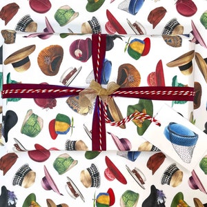 Vintage Hats Fashion Geschenkpapier | Mode Geschenkpapier | Retro Hüte Geschenkverpackung | Geburtstagsgeschenkpapier mit Karte